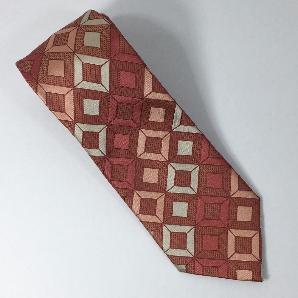 BCBG Attitude Multi Color Geometric Silk Necktie